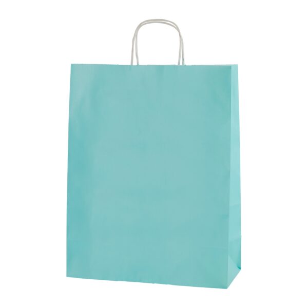 LIGHT BLUE TWIST HANDLE PAPER CARRIER BAGS – SIZE LARGE 32 X 12 X 41CMS