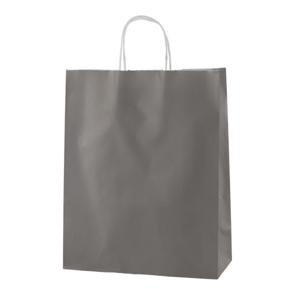 GREY TWISTED HANDLE PAPER CARRIER BAGS – SIZE MEDIUM 25 X 11 X 31CMS