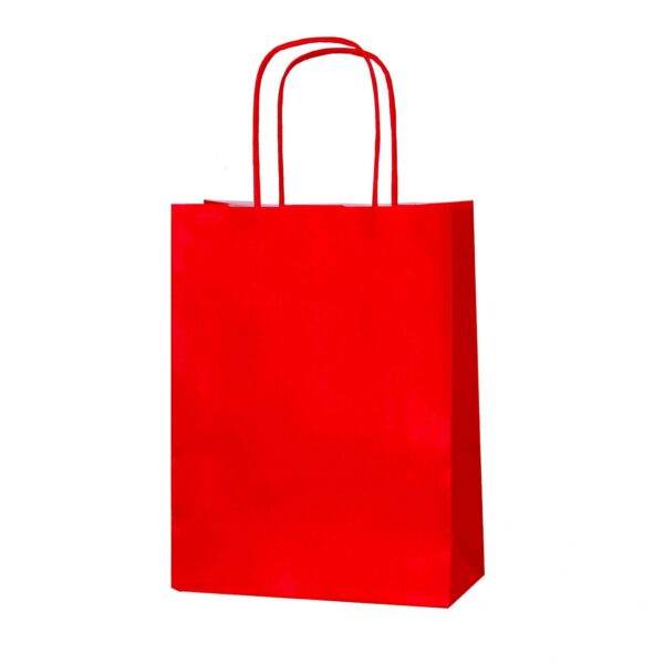 RED TWISTED HANDLE PAPER PARTY BAGS – SIZE SMALL 18 X 8 X 22CMS