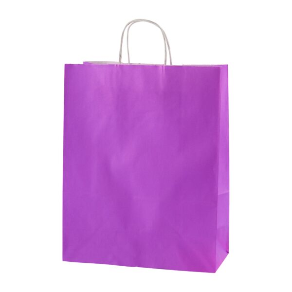 PURPLE TWISTED HANDLE PAPER CARRIER BAGS – SIZE MEDIUM 25 X 11 X 31CMS