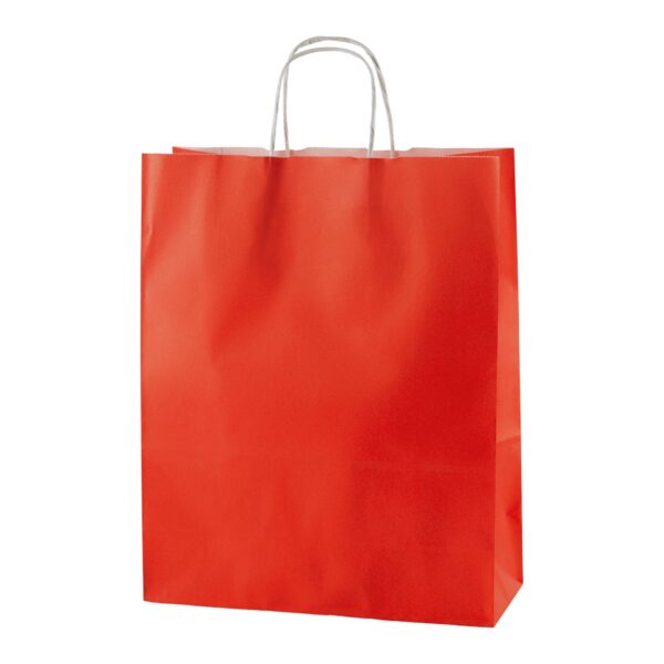 RED TWIST HANDLE PAPER CARRIER BAGS – SIZE LARGE 32 X 12 X 41CMS