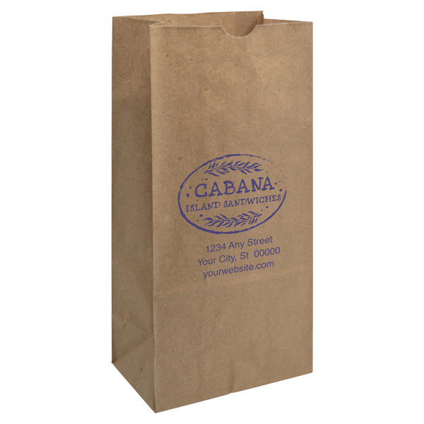 6.25" x 12.5" x 3.8125" One Color Natural SOS Paper Bag