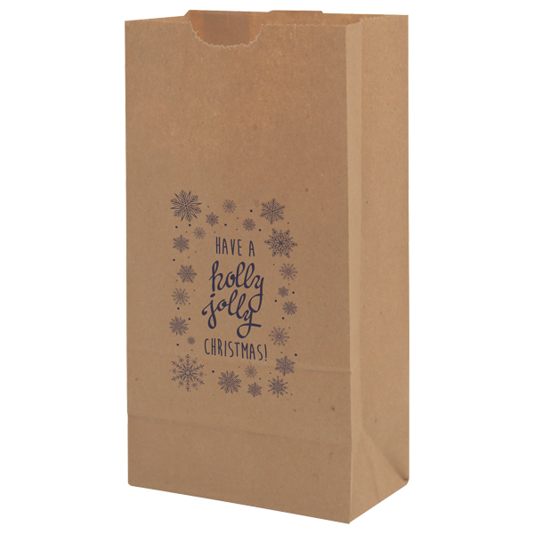 Snowflakes Seasonal Predesigned 1-Sided Natural SOS Paper Bags