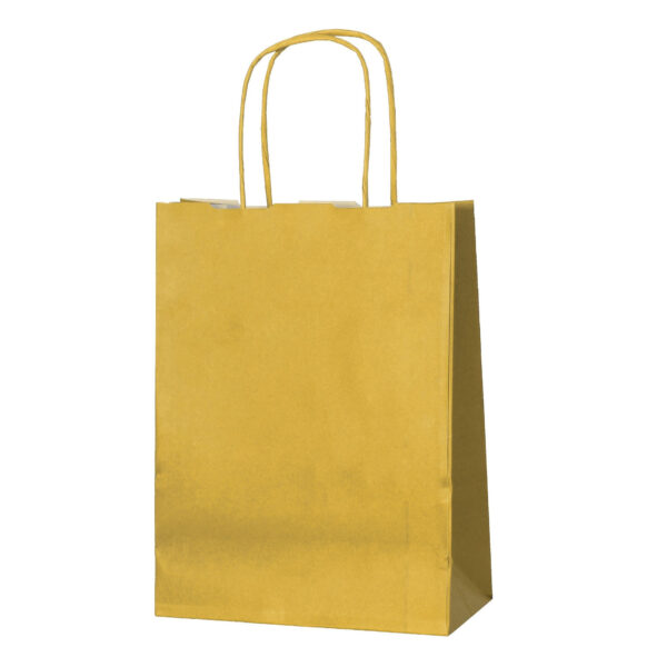 GOLD TWISTED HANDLE PAPER PARTY BAGS – SIZE SMALL 18 X 8 X 22CMS